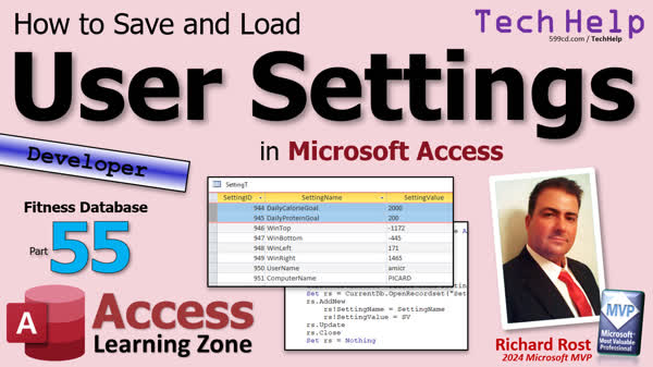 How to Save and Load User Settings in Microsoft Access - Fitness #55