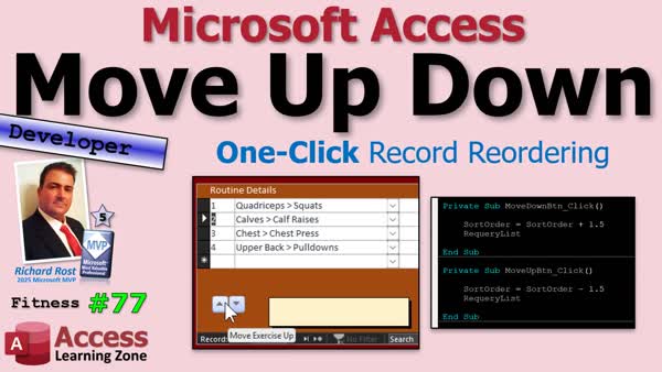 Move Up and Down Buttons for Reordering Records in Microsoft Access - Fitness 77