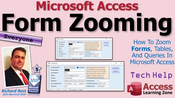 Form Zooming: How To Zoom Forms, Tables, And Queries In Microsoft Access. New Feature!