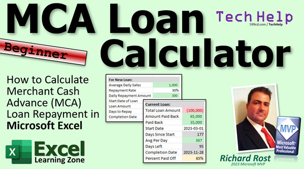 MCA Loan Calculator in Microsoft Excel