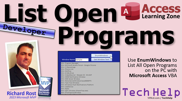 List Open Programs in Microsoft Access