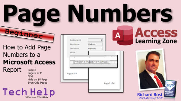 Page Numbers in Microsoft Access