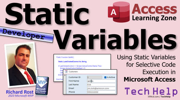 Static Variables in Microsoft Access