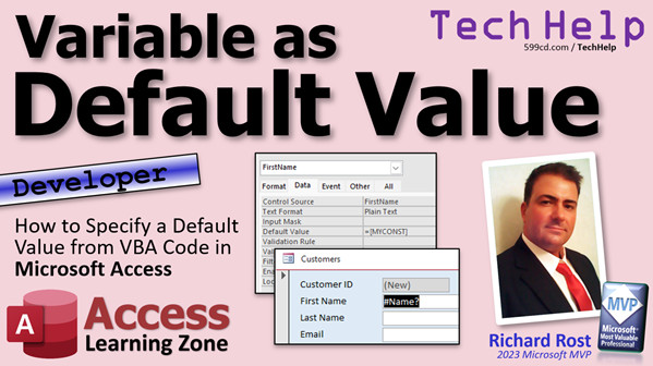 Variable as Default Value in Microsoft Access