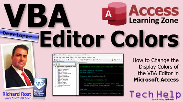 VBA Editor Colors in Microsoft Access - Computer Learning Zone