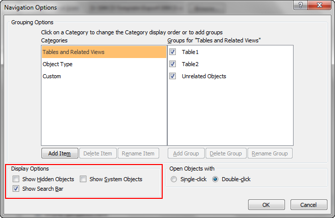 Navigation Options
